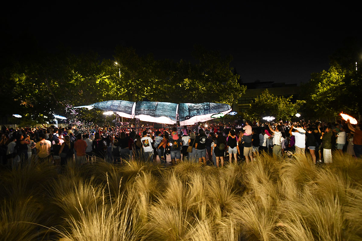 Festival Teatro a Mil inunda Vitacura con una gran ballena y más de 20 luminosas especies marinas